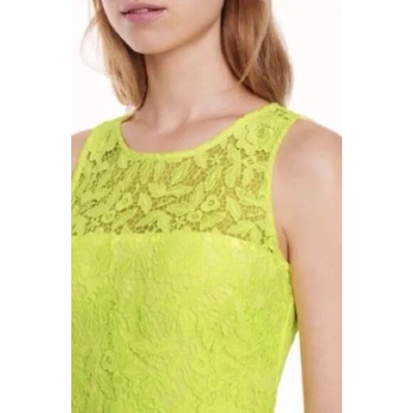 J Crew Collection Neon Yellow Full Lace Cocktail Shift Dress Size 6 - Picture 3 of 12